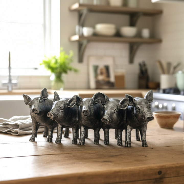 Silver Pigs Planter - Indoor Pot for Herbs Succulents and Plants