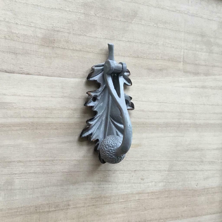 Antique Grey Acorn and Leaf Door Knocker