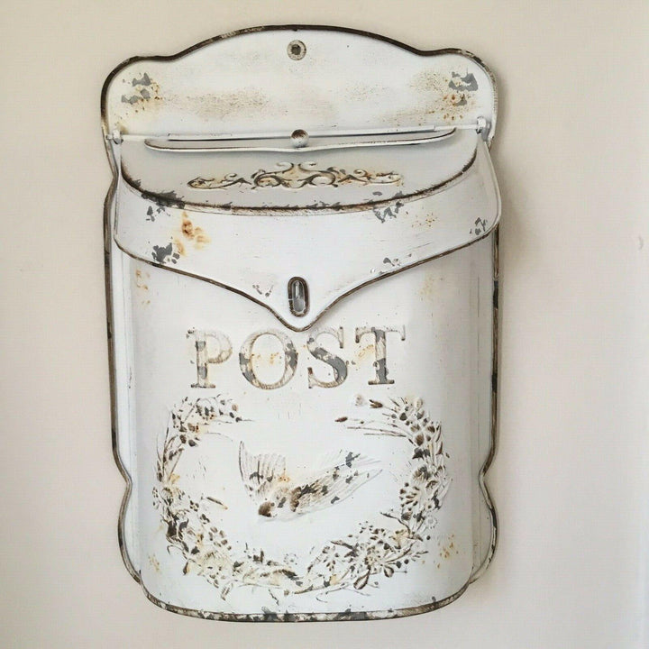 Vintage Style White Wall Mounted Post Box