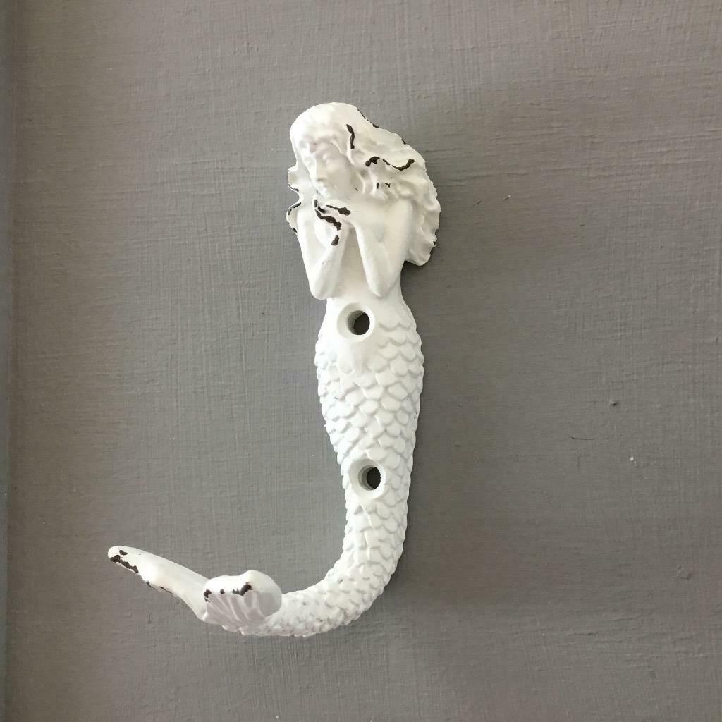 Ornate Mermaid Hook Antique White
