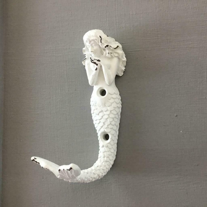 Ornate Mermaid Hook Antique White