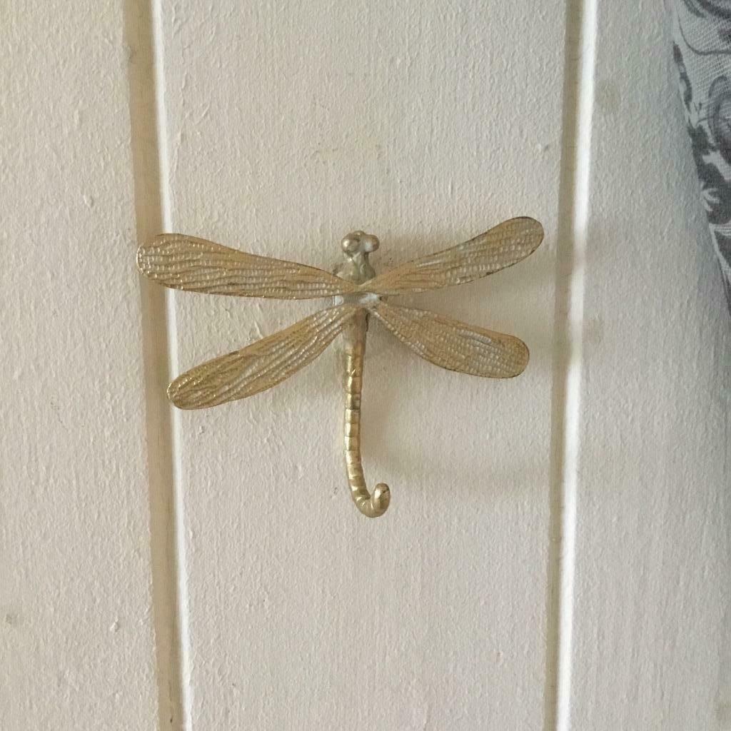 Ornate Gold Dragonfly Wall Door Hook