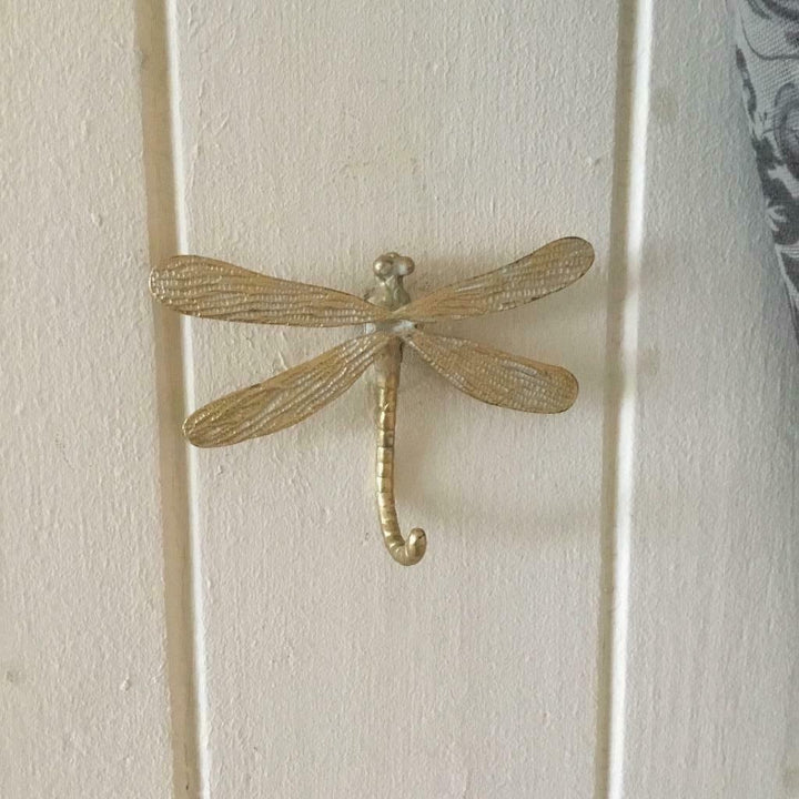 Ornate Gold Dragonfly Wall Door Hook