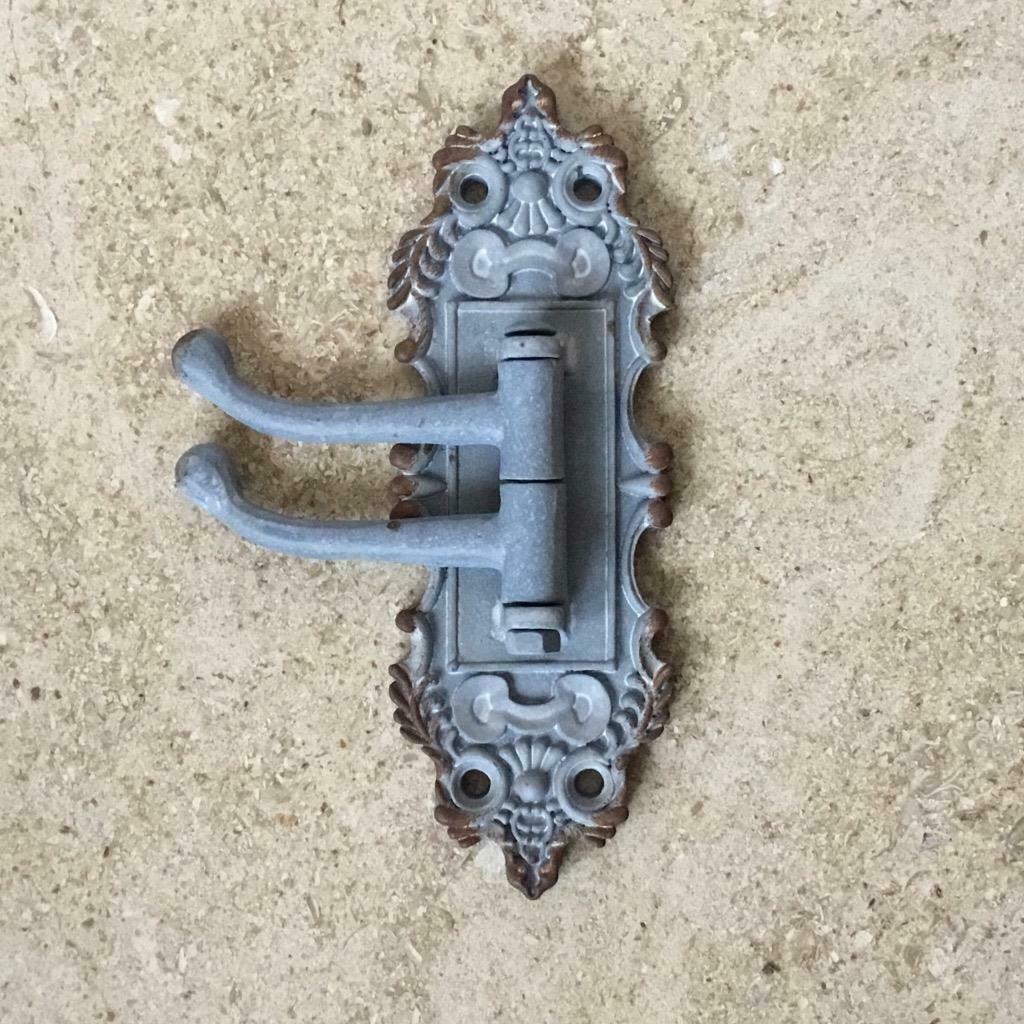French Grey Swing Arm Double Wall Coat Hook
