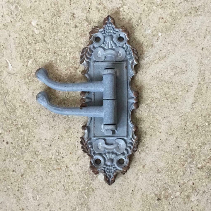 French Grey Swing Arm Double Wall Coat Hook