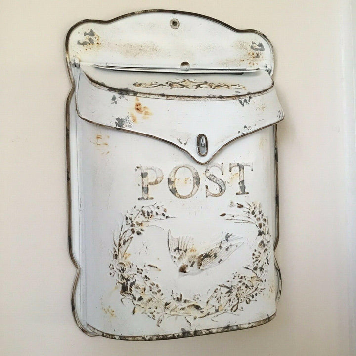 Vintage Style White Wall Mounted Post Box