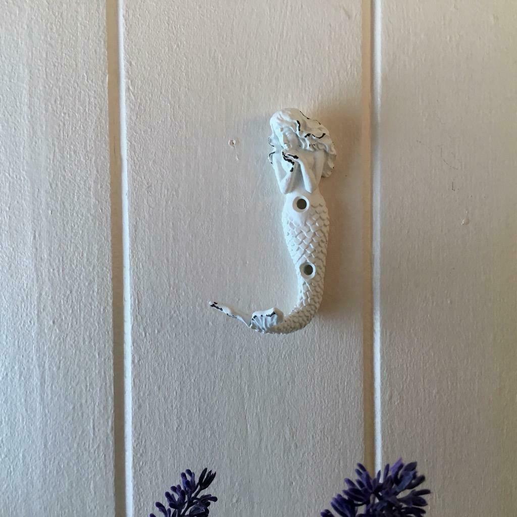 Ornate Mermaid Hook Antique White