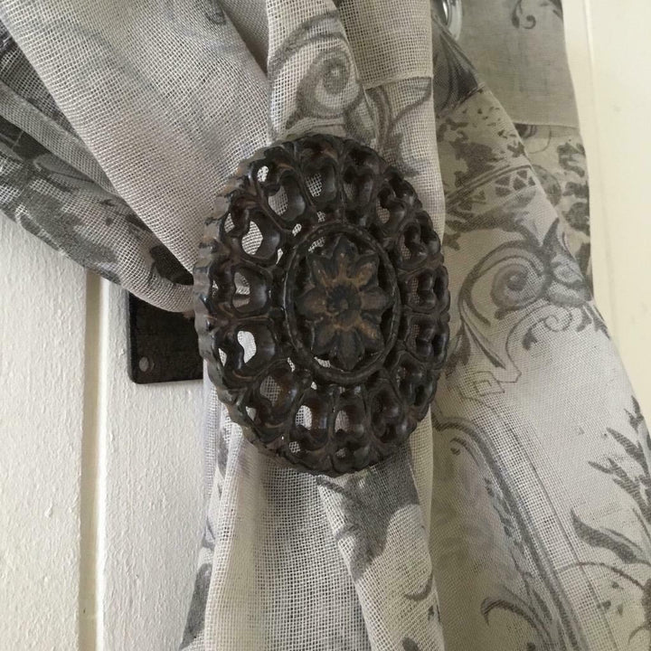 Cast Iron Ornate Hold Back | French Antique Style Curtain Tieback