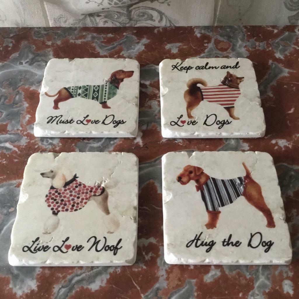 Shabby Chic Dog Coasters | Set of 4 Coasters