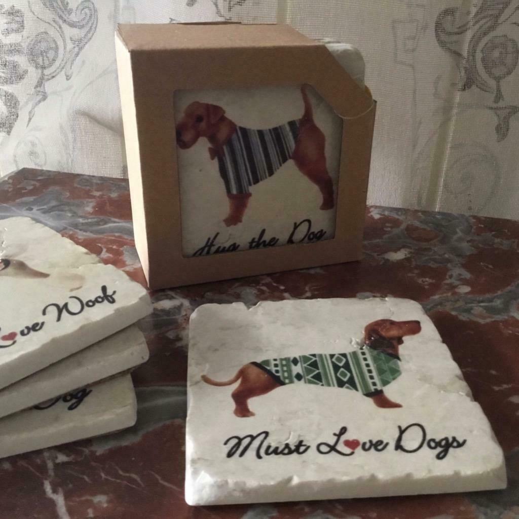 Shabby Chic Dog Coasters | Set of 4 Coasters