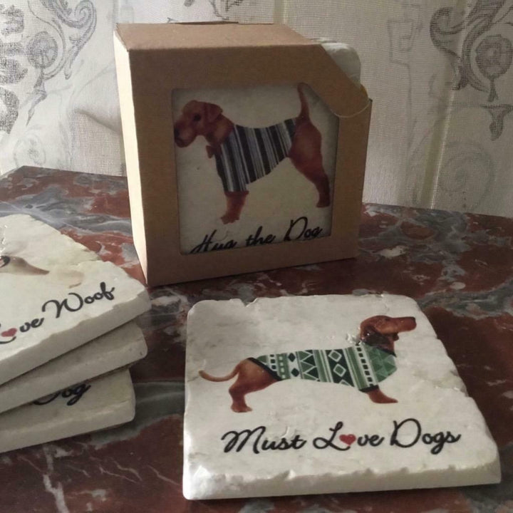Shabby Chic Dog Coasters | Set of 4 Coasters