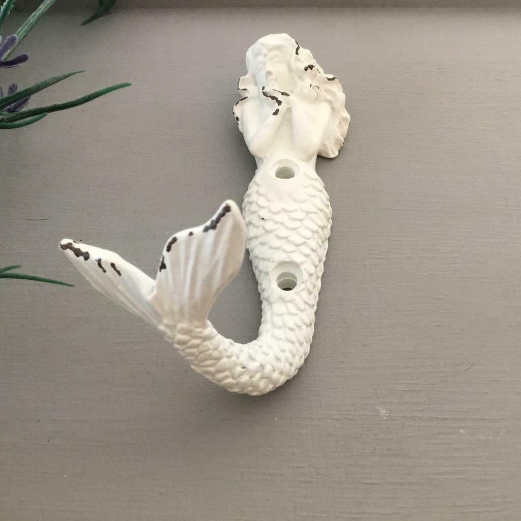 Ornate Mermaid Hook Antique White