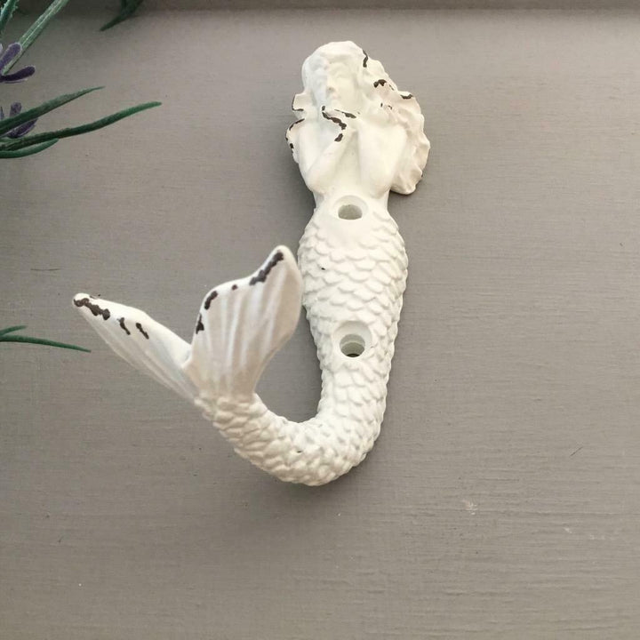 Ornate Mermaid Hook Antique White