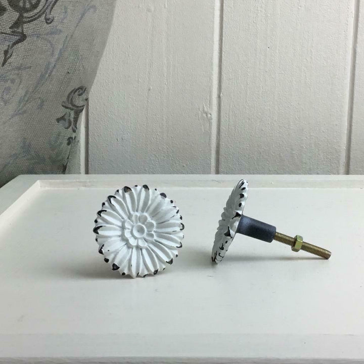 Antique White Daisy Knob