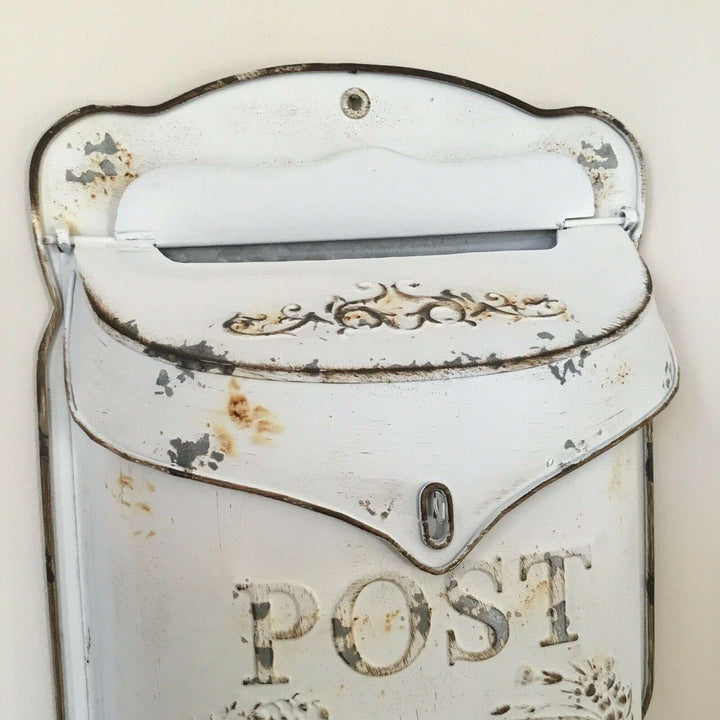 Vintage Style White Wall Mounted Post Box