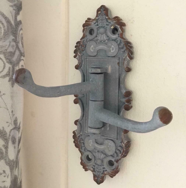 French Grey Swing Arm Double Wall Coat Hook