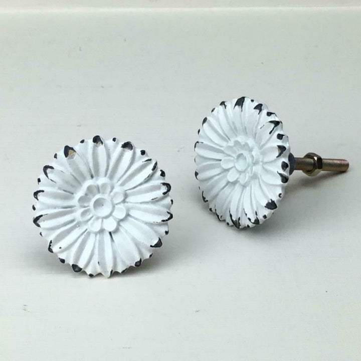 Antique White Daisy Knob