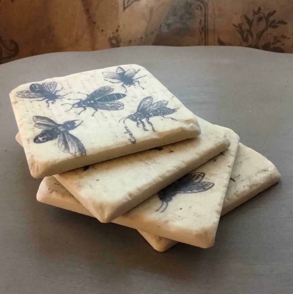 Bee Coasters Boxed Set 4 Chunky Tiles