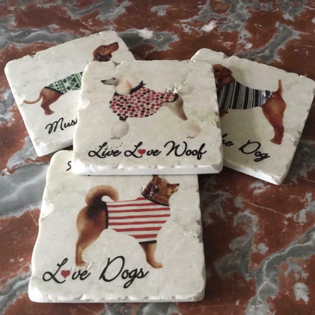 Shabby Chic Dog Coasters | Set of 4 Coasters