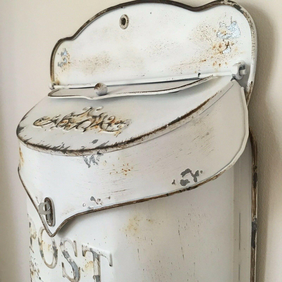 Vintage Style White Wall Mounted Post Box