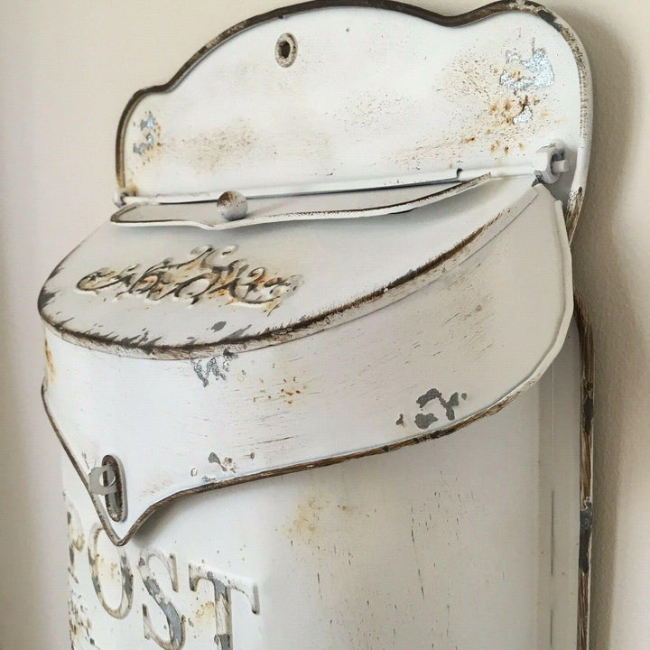 Vintage Style White Wall Mounted Post Box