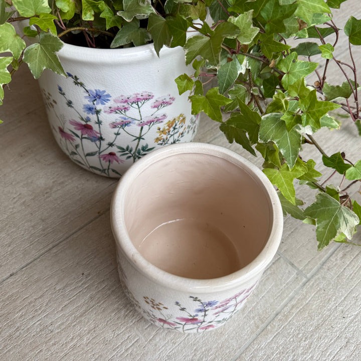 Set of 2 Wild Flowers Ceramic Planters