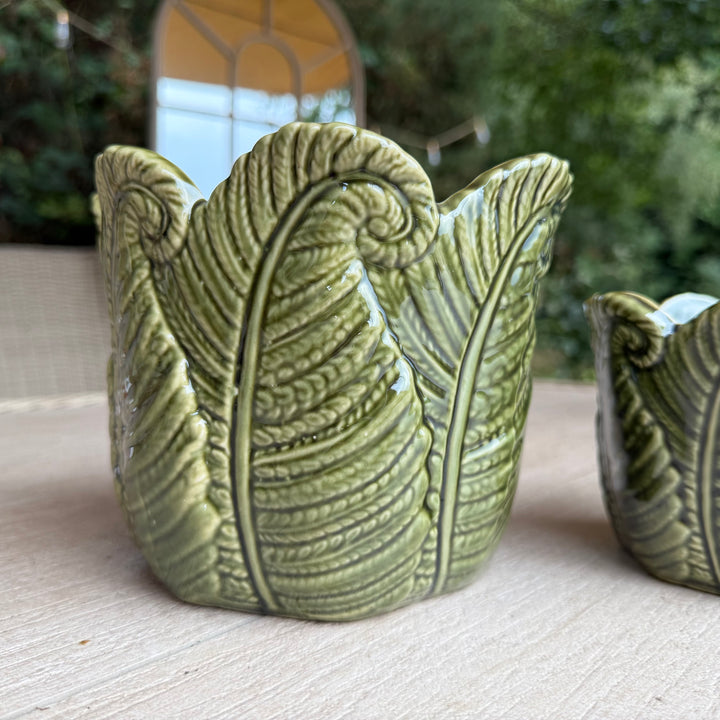 Green Fern Indoor Plant Pots - Set of 2