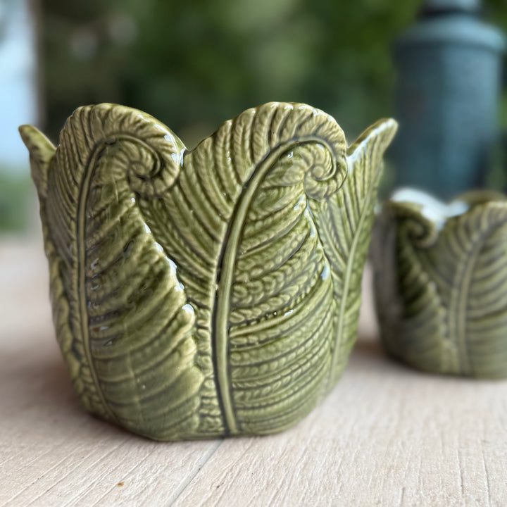Green Fern Indoor Plant Pots - Set of 2