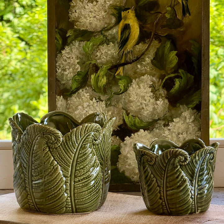 Green Fern Indoor Plant Pots - Set of 2