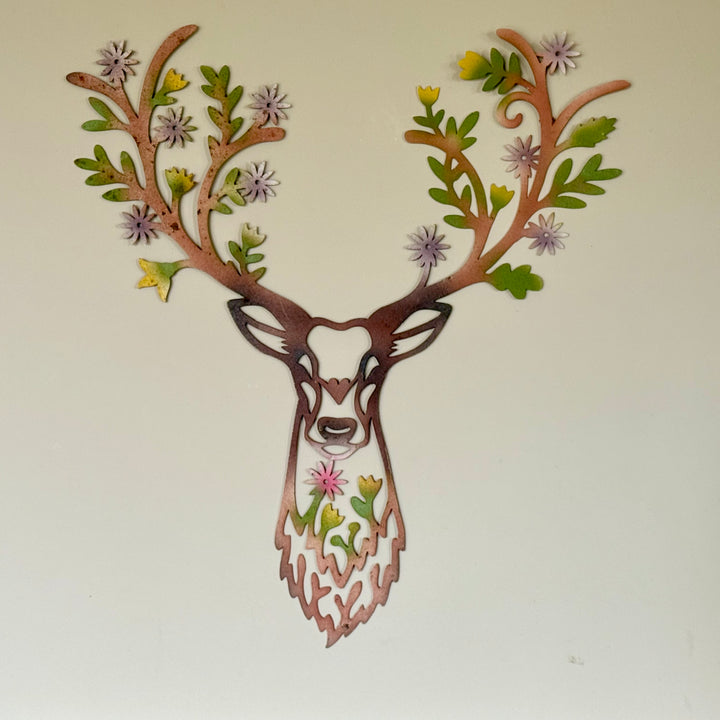 Floral Stag Wall Art - Large