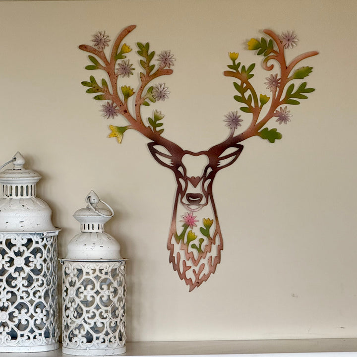 Floral Stag Wall Art - Large