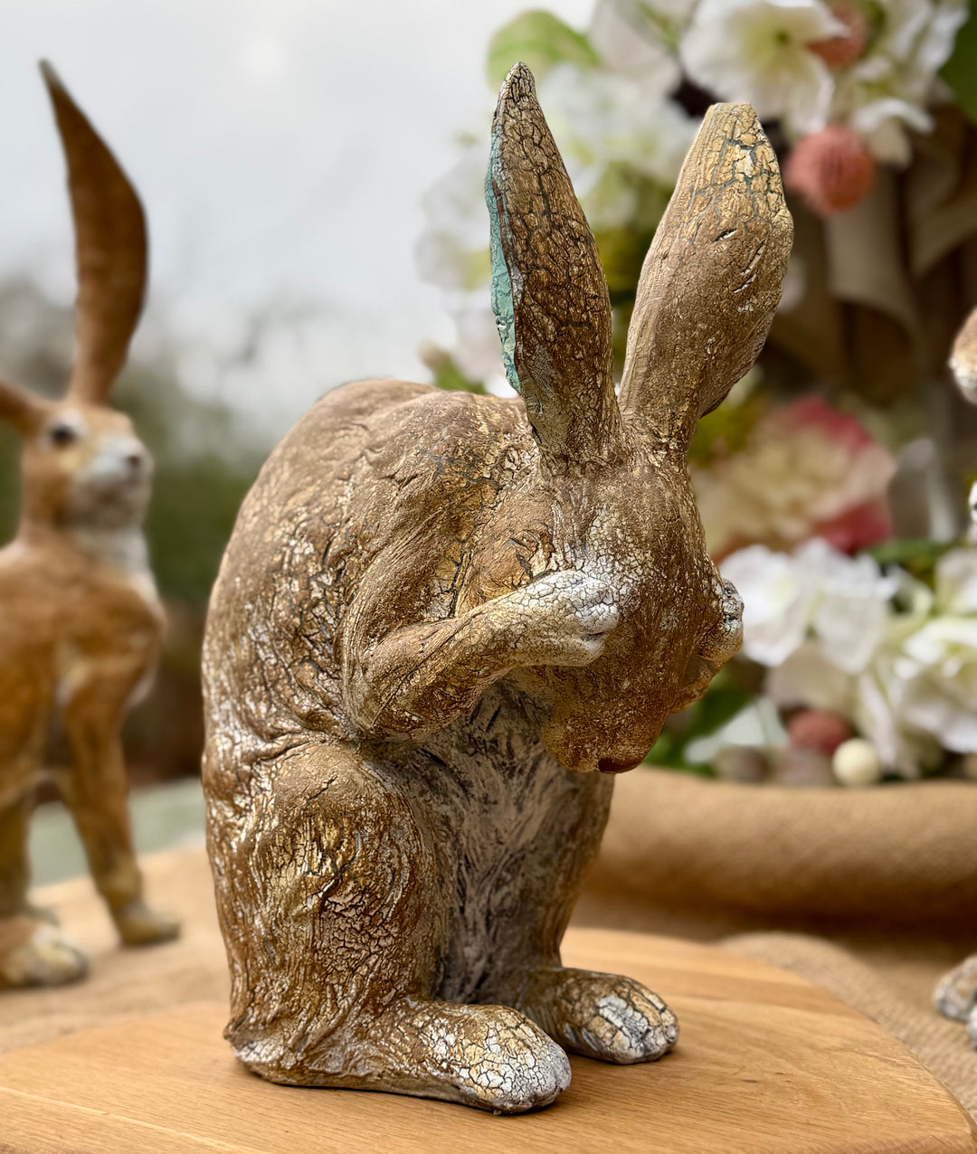 Rustic Shy Hare Ornament
