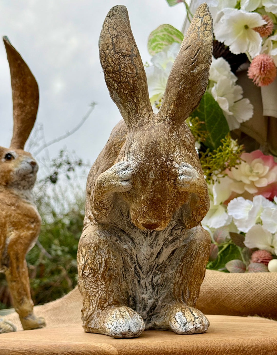 Rustic Shy Hare Ornament