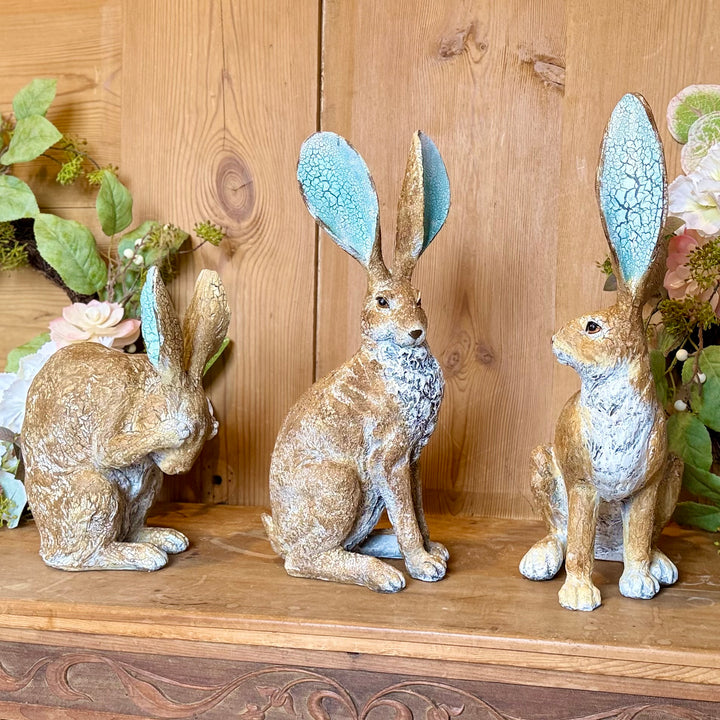 Rustic Shy Hare Ornament