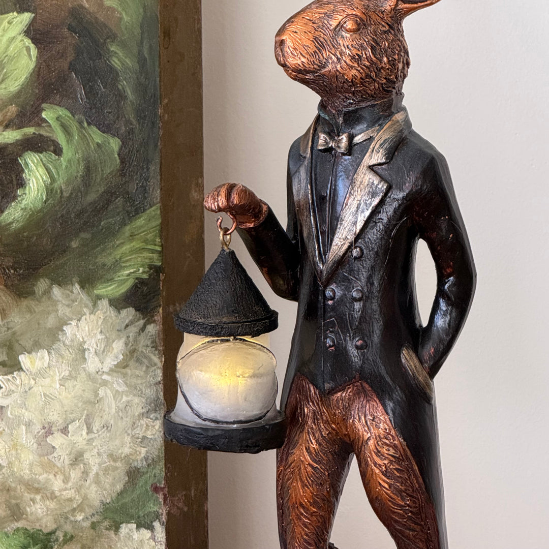 Hare Figurine with Light-Up Lantern
