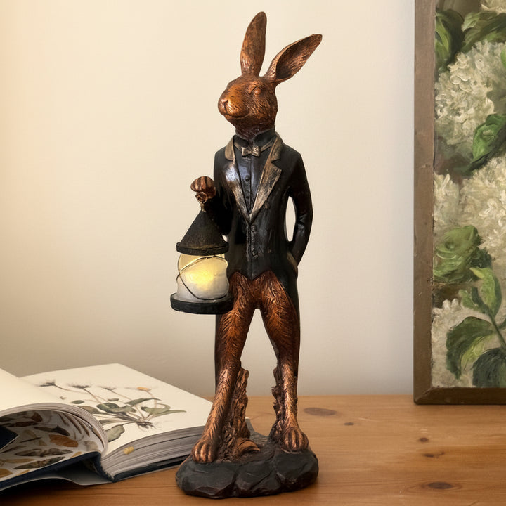 Hare Figurine with Light-Up Lantern