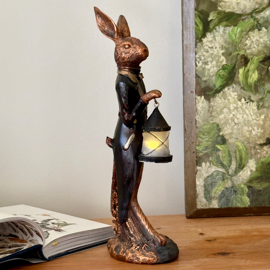 Hare Figurine with Light-Up Lantern