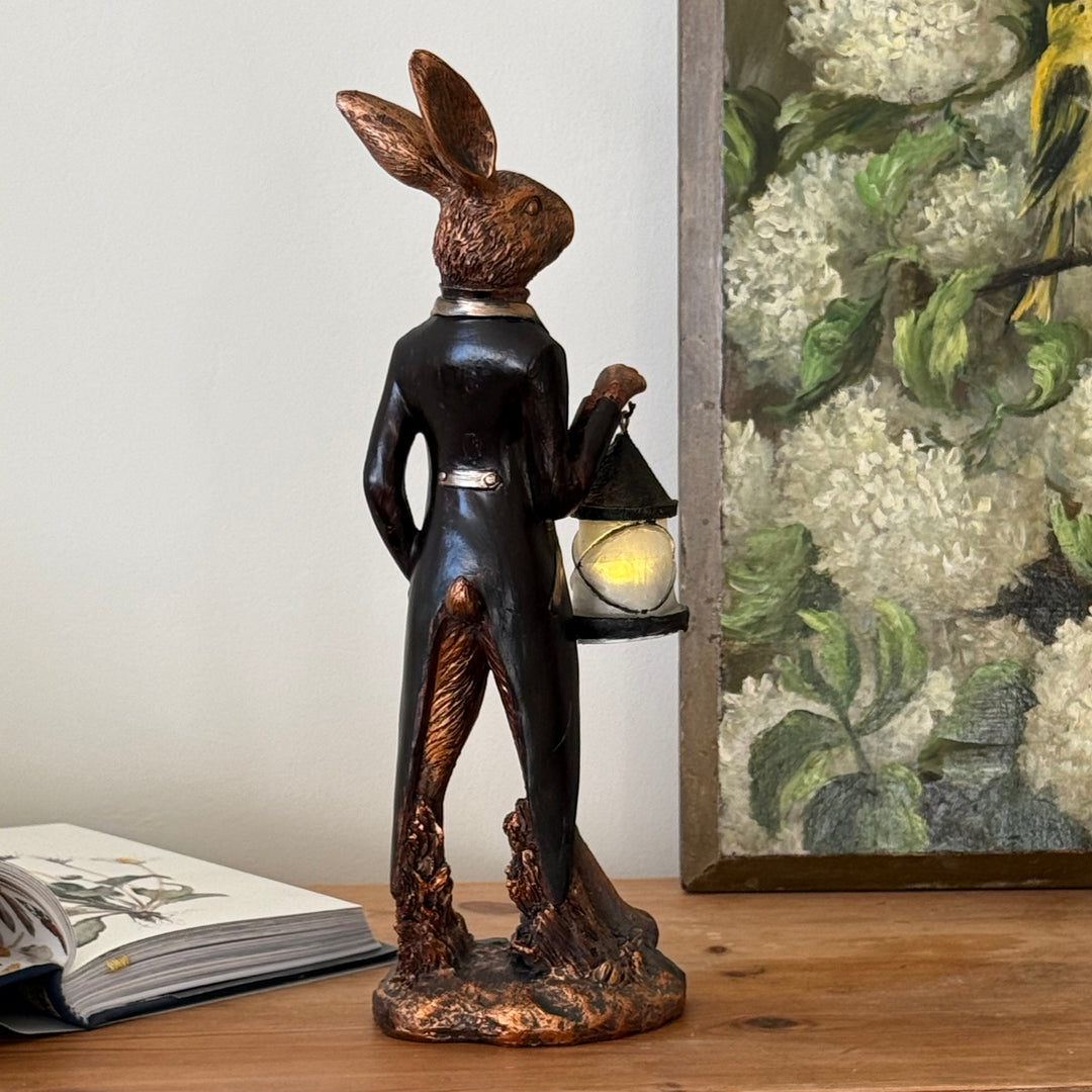 Hare Figurine with Light-Up Lantern