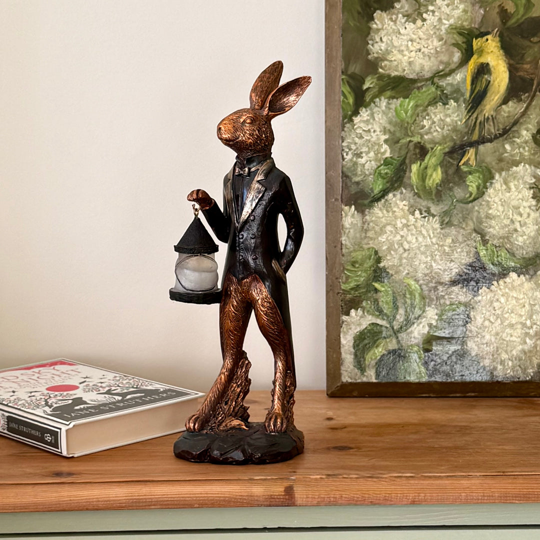 Hare Figurine with Light-Up Lantern