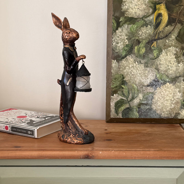 Hare Figurine with Light-Up Lantern