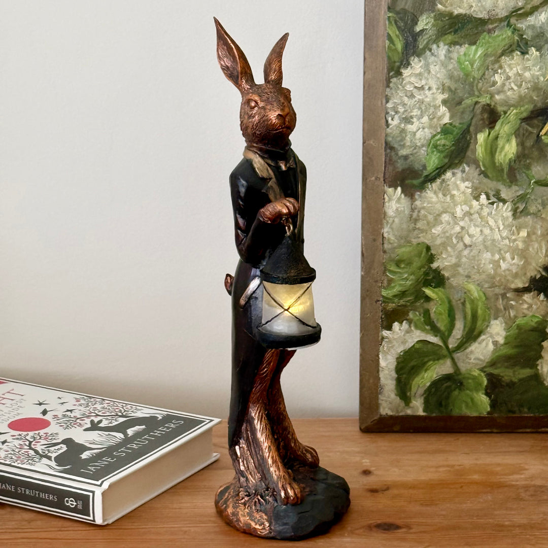 Hare Figurine with Light-Up Lantern