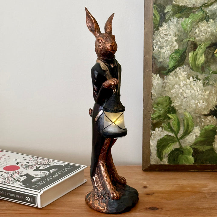 Hare Figurine with Light-Up Lantern