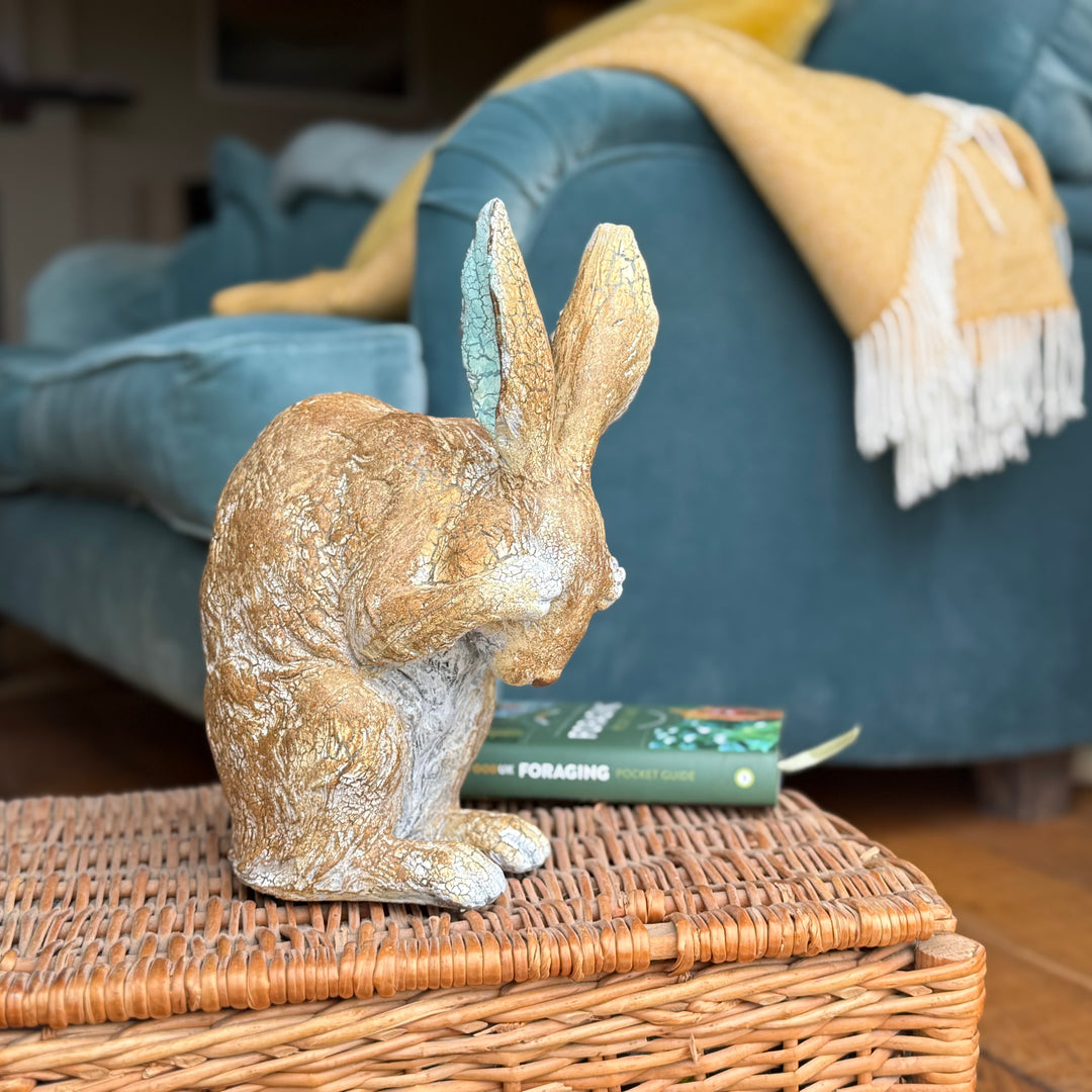 Rustic Shy Hare Ornament