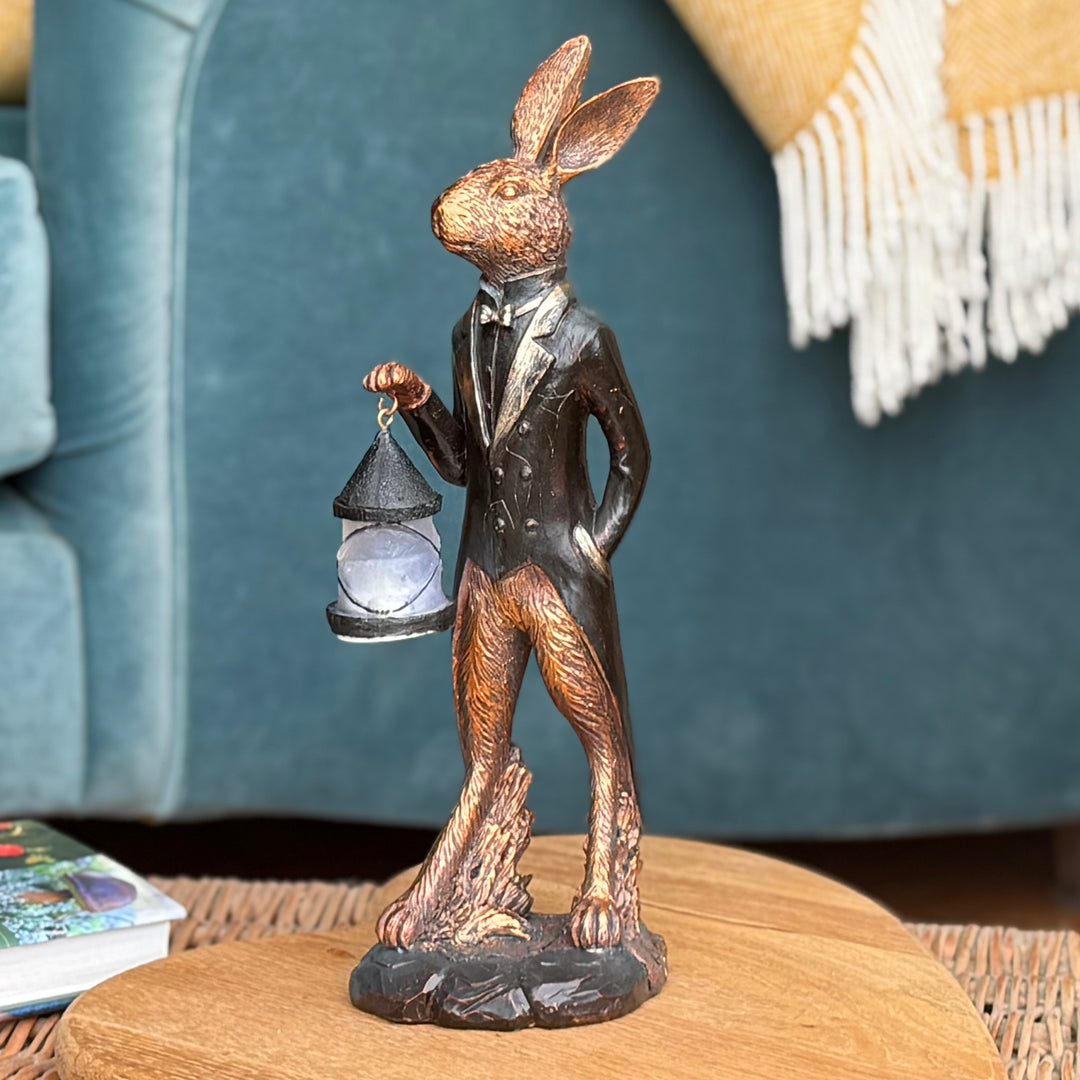 Hare Figurine with Light-Up Lantern