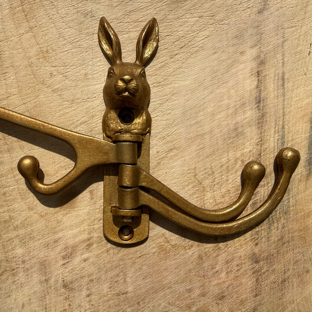 Gold Rabbit Wall Hook with Swivel Arms
