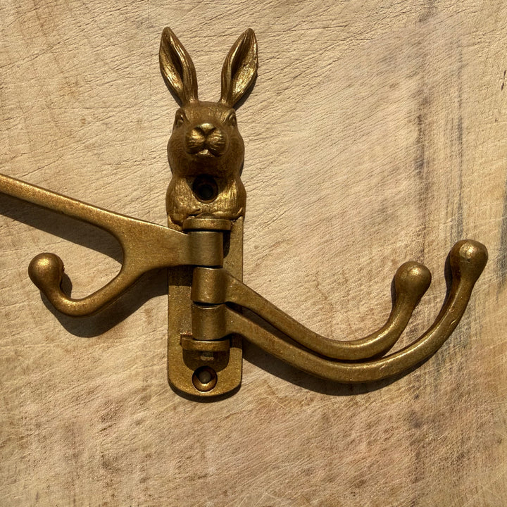 Gold Rabbit Wall Hook with Swivel Arms