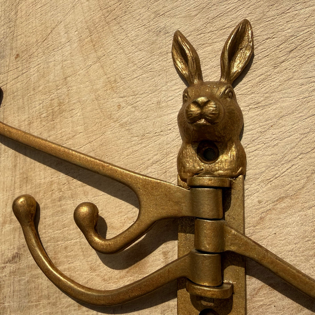 Gold Rabbit Wall Hook with Swivel Arms