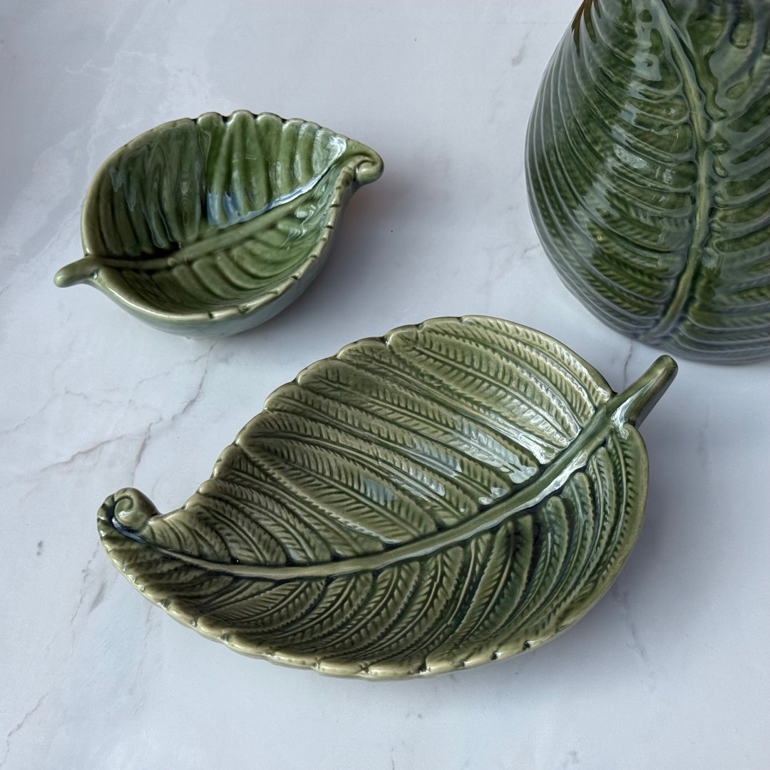 Green Fern Leaf Dish - Large