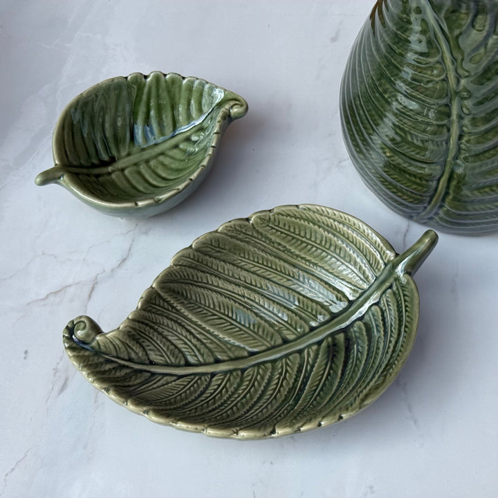 Green Fern Leaf Dish - Large