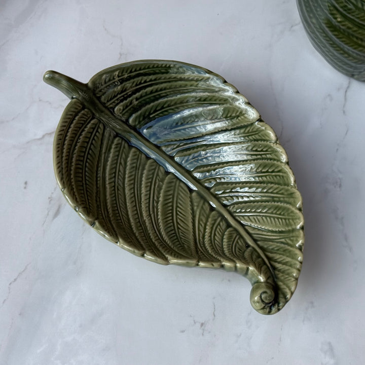 Green Fern Leaf Dish - Large